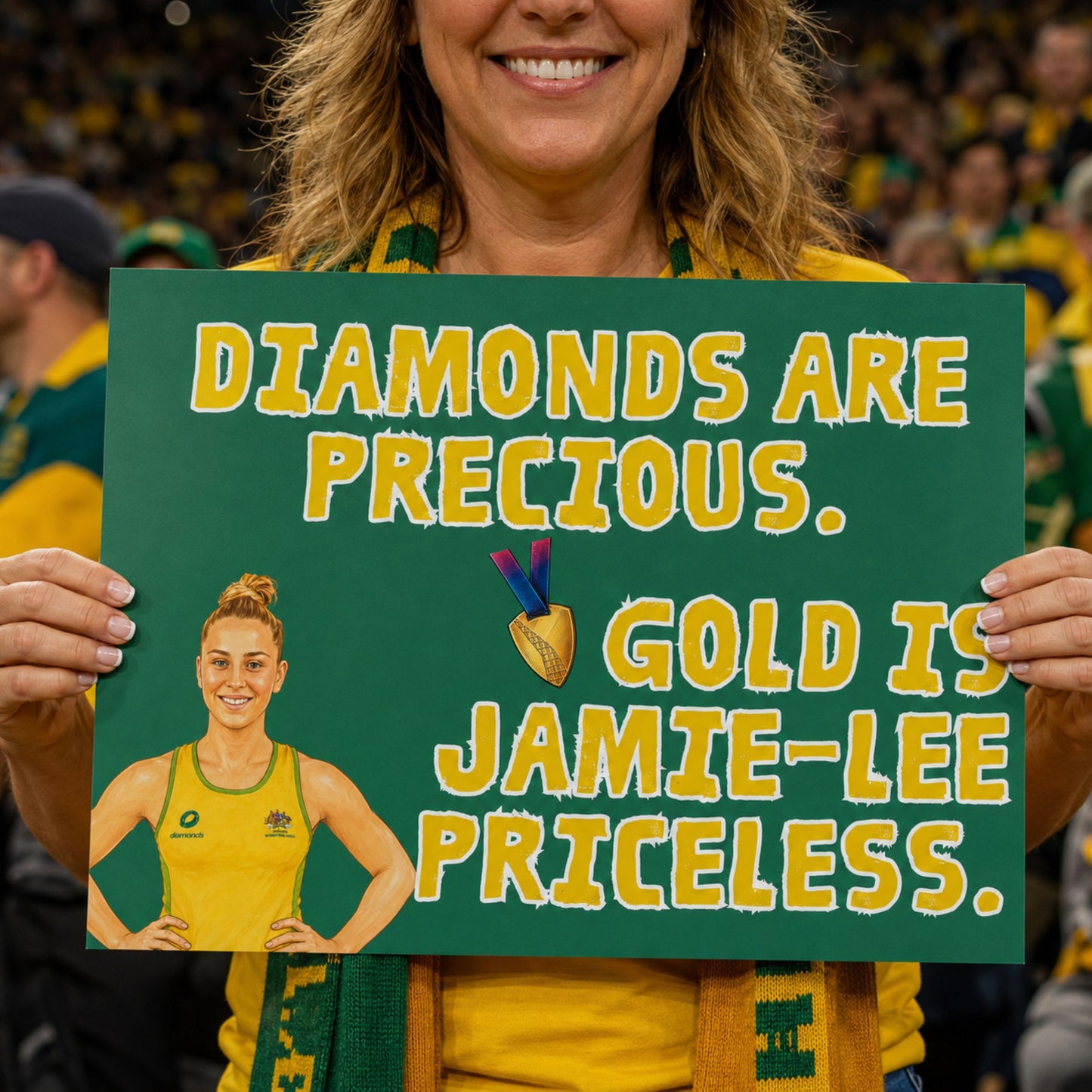 Australian Diamonds Netball Fan Banner - Commonwealth Games Supporter Sign
