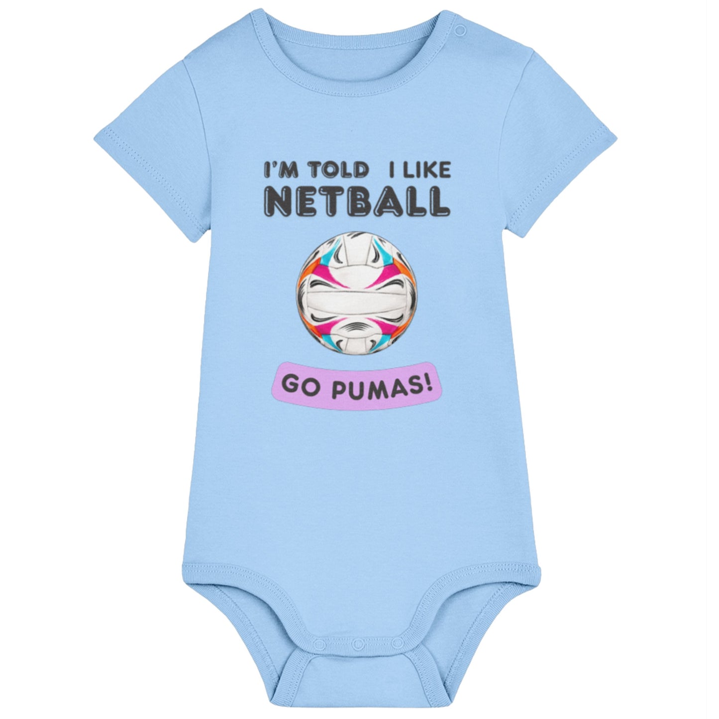 Blue I'm Told I Like Netball Baby Bodysuit - Netball Gifts