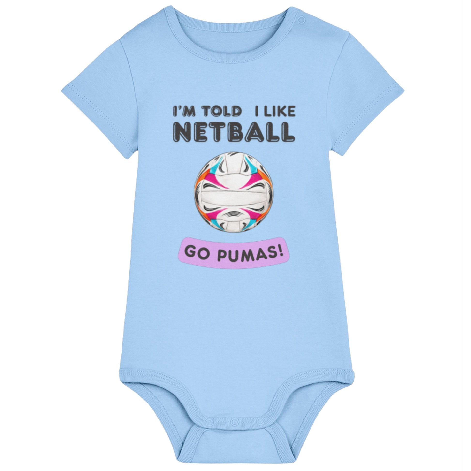 Blue I'm Told I Like Netball Baby Bodysuit - Netball Gifts