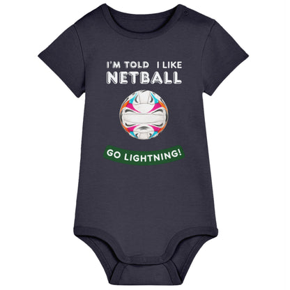 Dark Blue Personalised Netball Baby Grow - Netball Gifts
