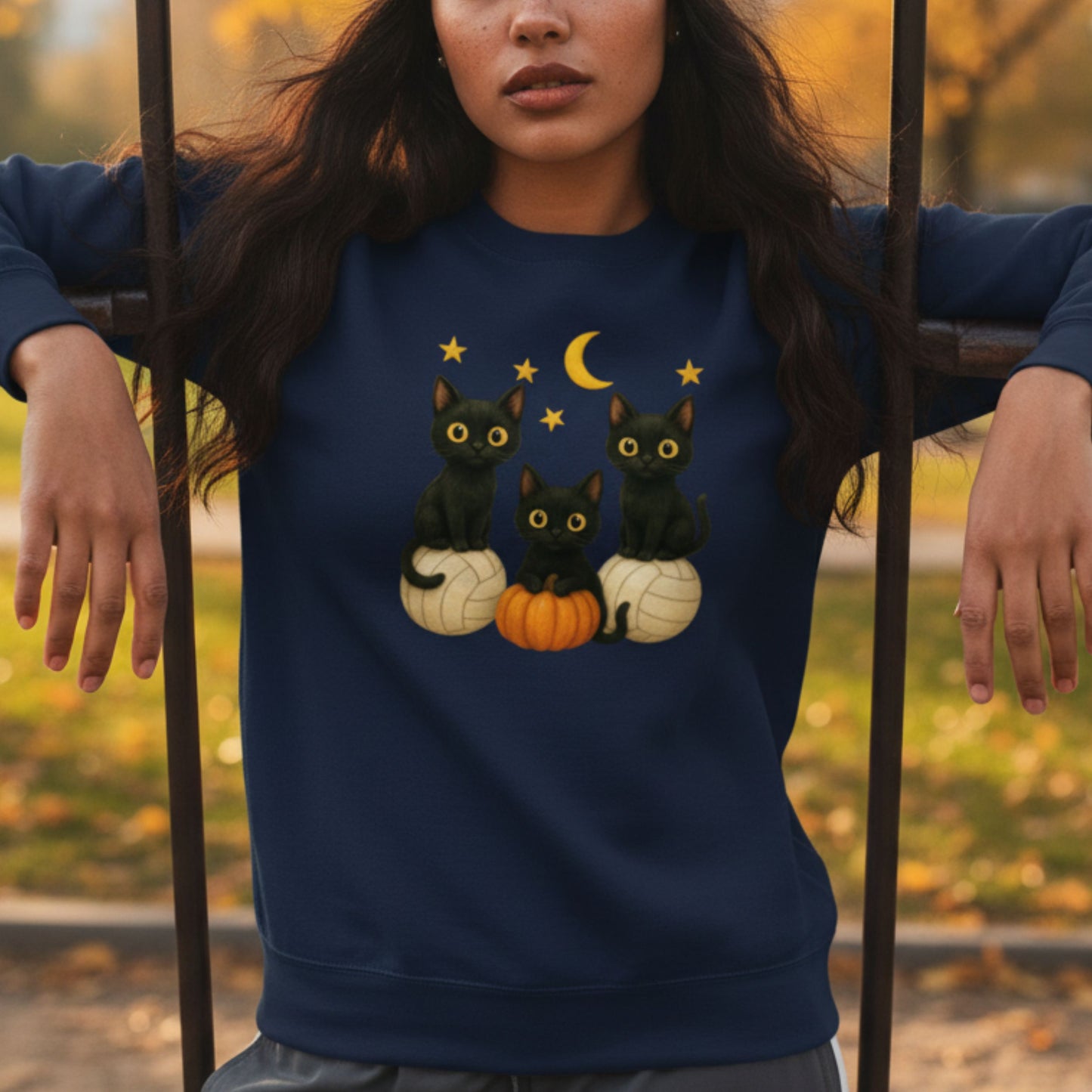 Netball Gifts - Blue Halloween Themed Netball Sweatshirt