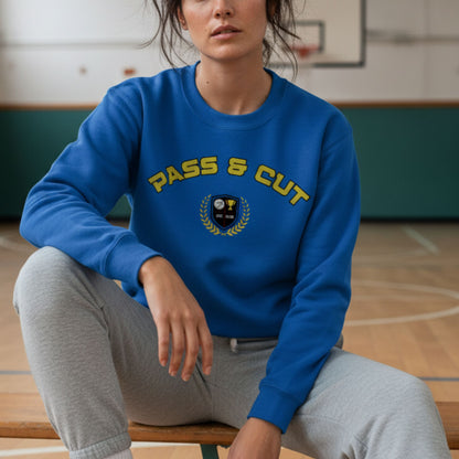 Netball Gifts - Blue Pass & Cut Netball Slogan Jumper