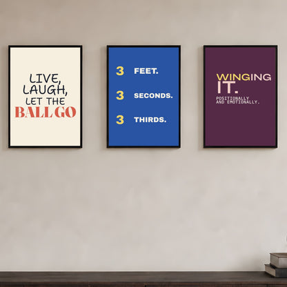 Bold Netball Typography Set of 3 Wall Art Prints