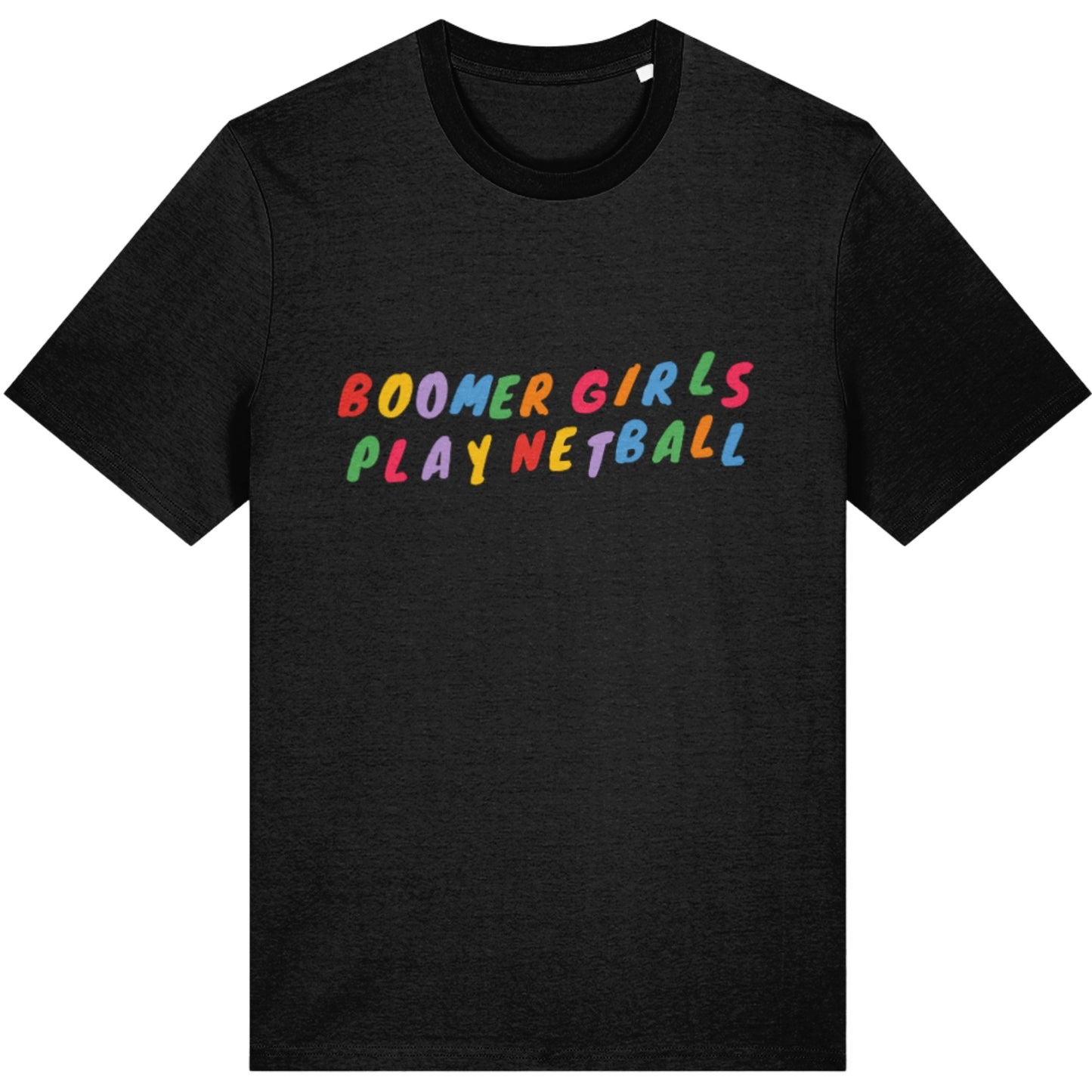 Black Boomer Girls Play Netball T-shirt - Fashion Top for Netball Player