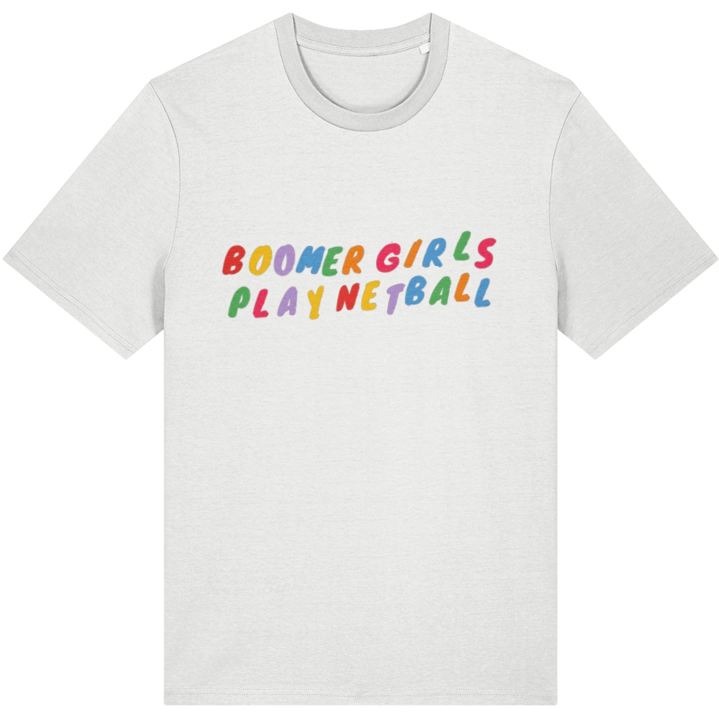 White Boomer Girls Play Netball T-shirt - Fashion Top for Netball Player