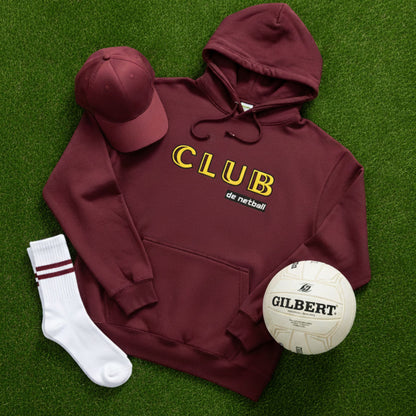 Netball Gifts - Burgundy Netball Player Hoodie for Adults