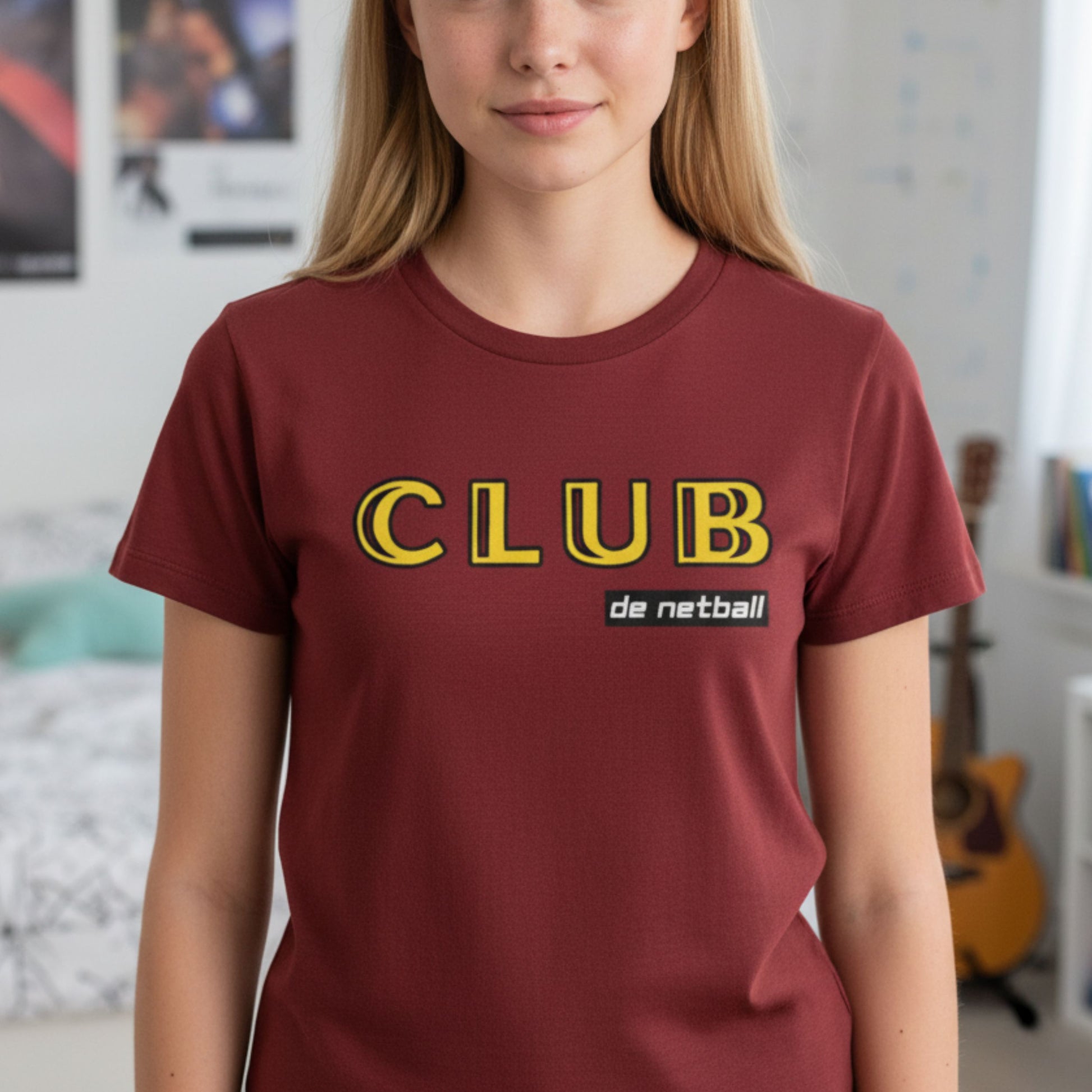 Netball Gifts - Burgundy Netball Club Shirt for Teen Girls