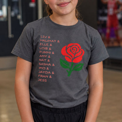 Kids' England Roses Netball Team Supporter Tee - 2026 Commonwealth Games Top for Junior Netballers