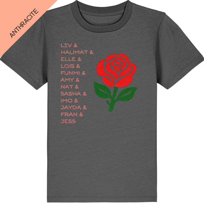 Kids' Dark Grey England Roses Netball Team Supporter T-Shirt - 2026 Commonwealth Games Top for Children