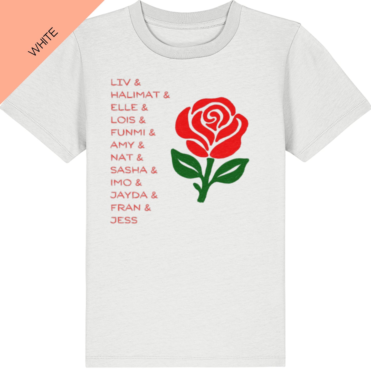 Kids' White England Roses Netball Team Supporter Shirt - 2026 Squad Tee for Children
