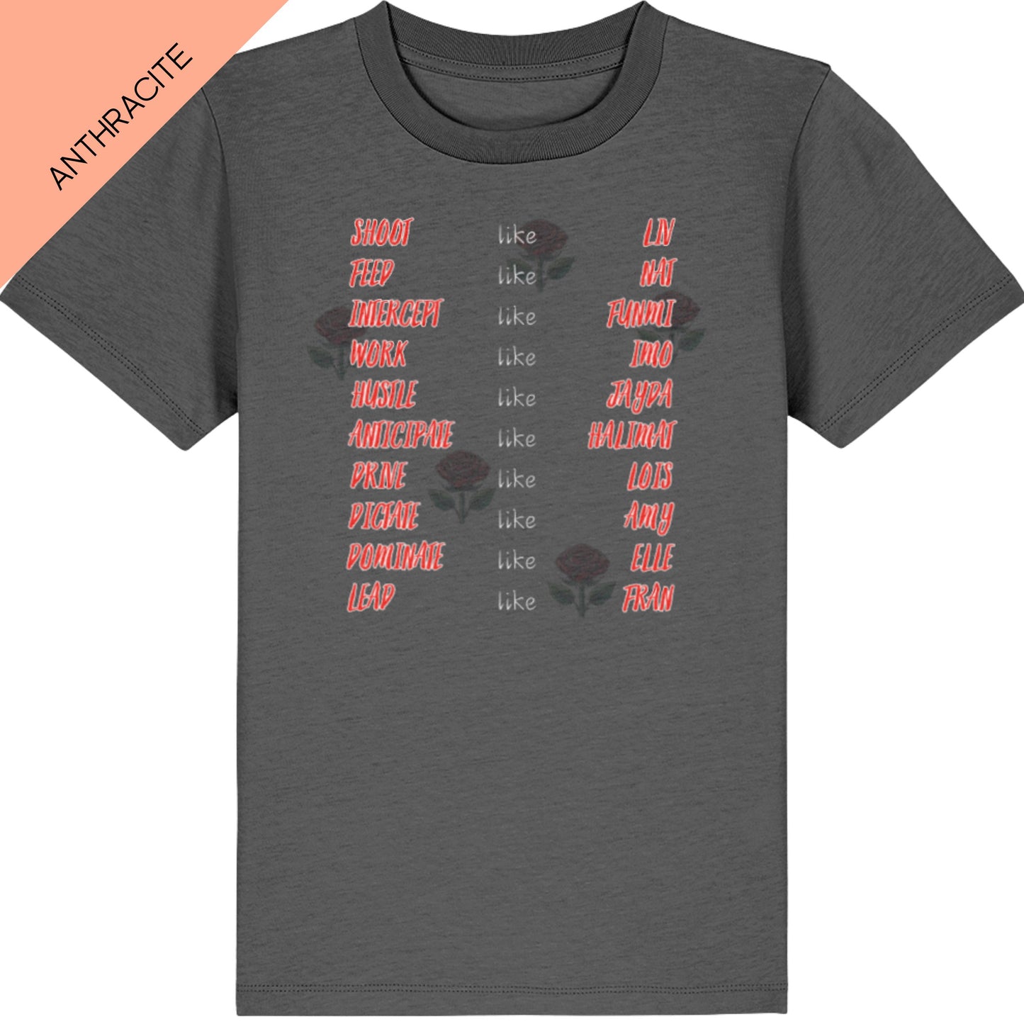 Grey England Roses Netball Team T-shirt for Children - 2026 Commonwealth Games Top