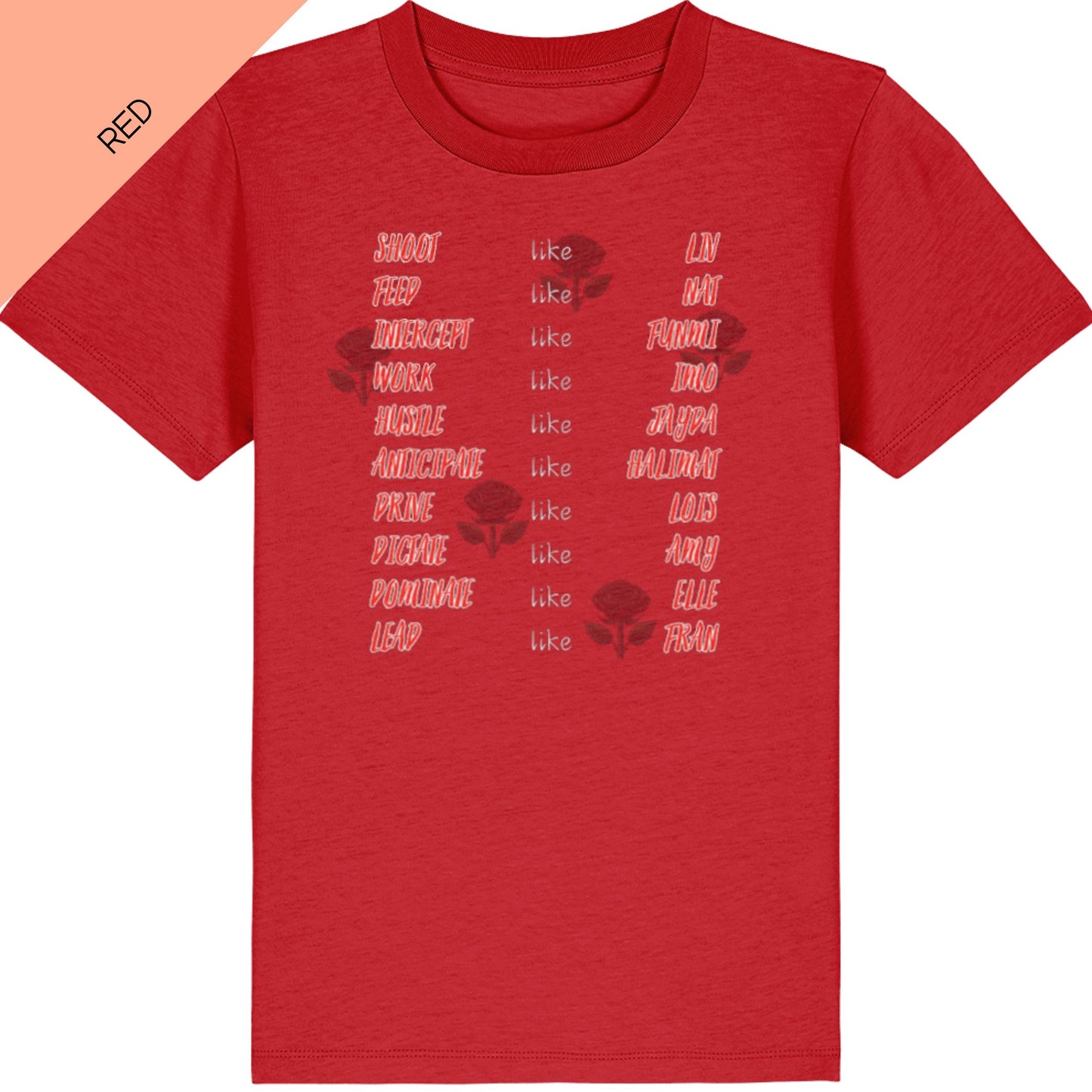 Red England Roses Netball Team T-shirt for Children - 2026 Commonwealth Games Top