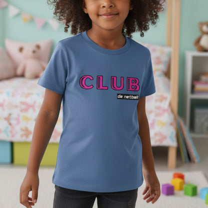 Netball Gifts - Blue and Pink Netball Club Top for Children