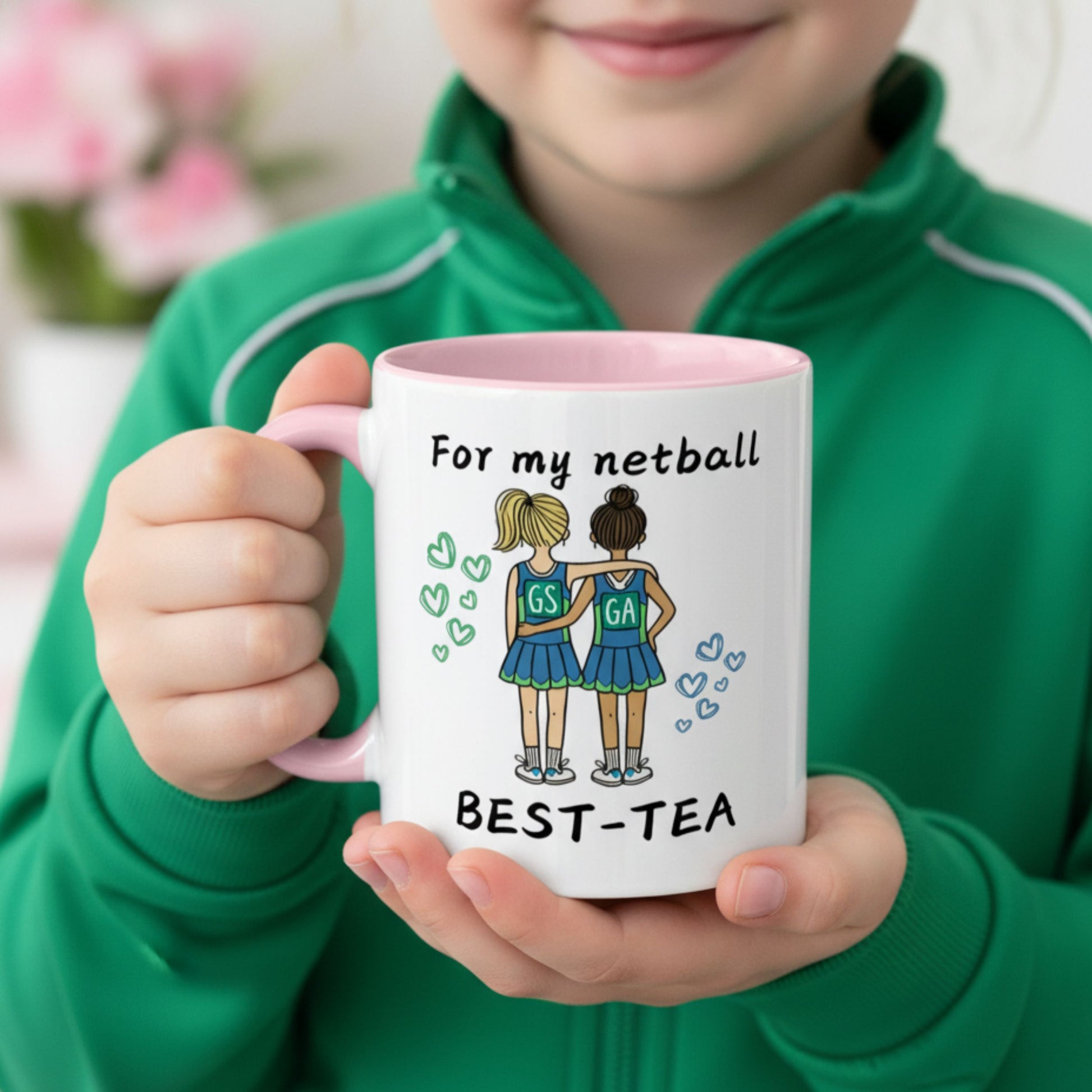 Netball Gifts for Children - Pink Netball Player Bestie Mug