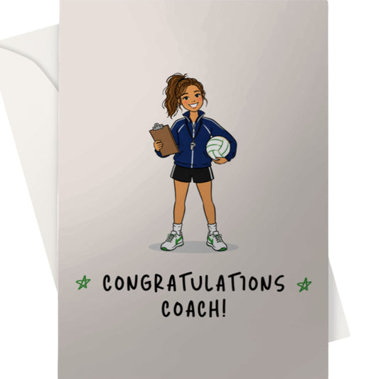 Netball Coach Congratulations Card - Minimalist Well Done Card for Netball Coaches