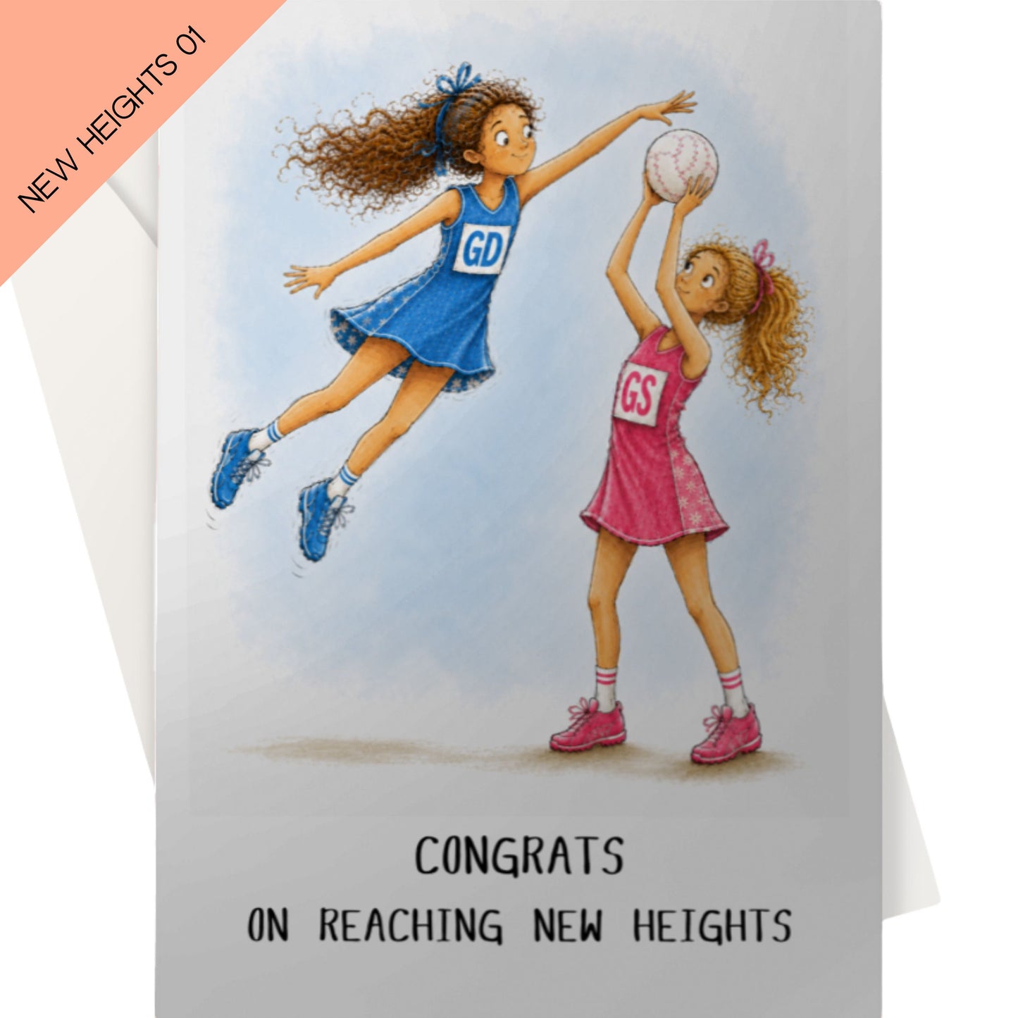 Netball Players Congratulations Card - Reaching New Heights