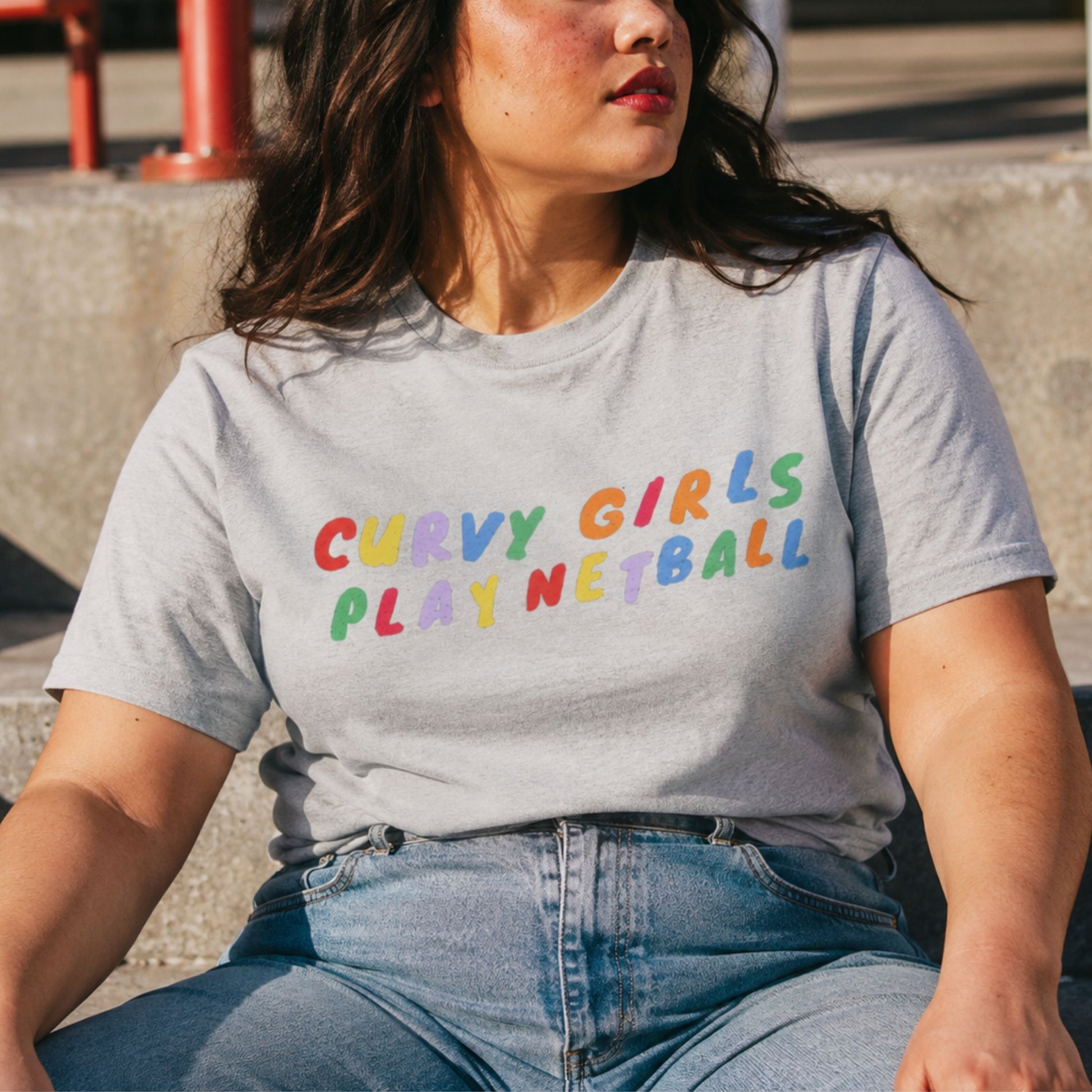 Curvy Girls Play Netball Slogan T-shirt - Netball Fashion Top for Women
