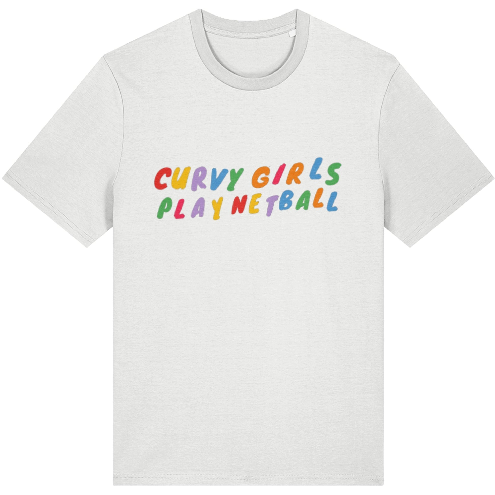 White Curvy Girls Play Netball T-shirt - Netball Player Clothing for Adults