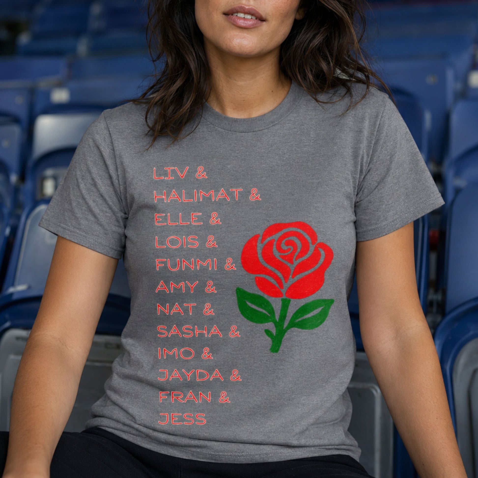 Grey England Roses Netball Team 2026 T-Shirt - Commonwealth Games