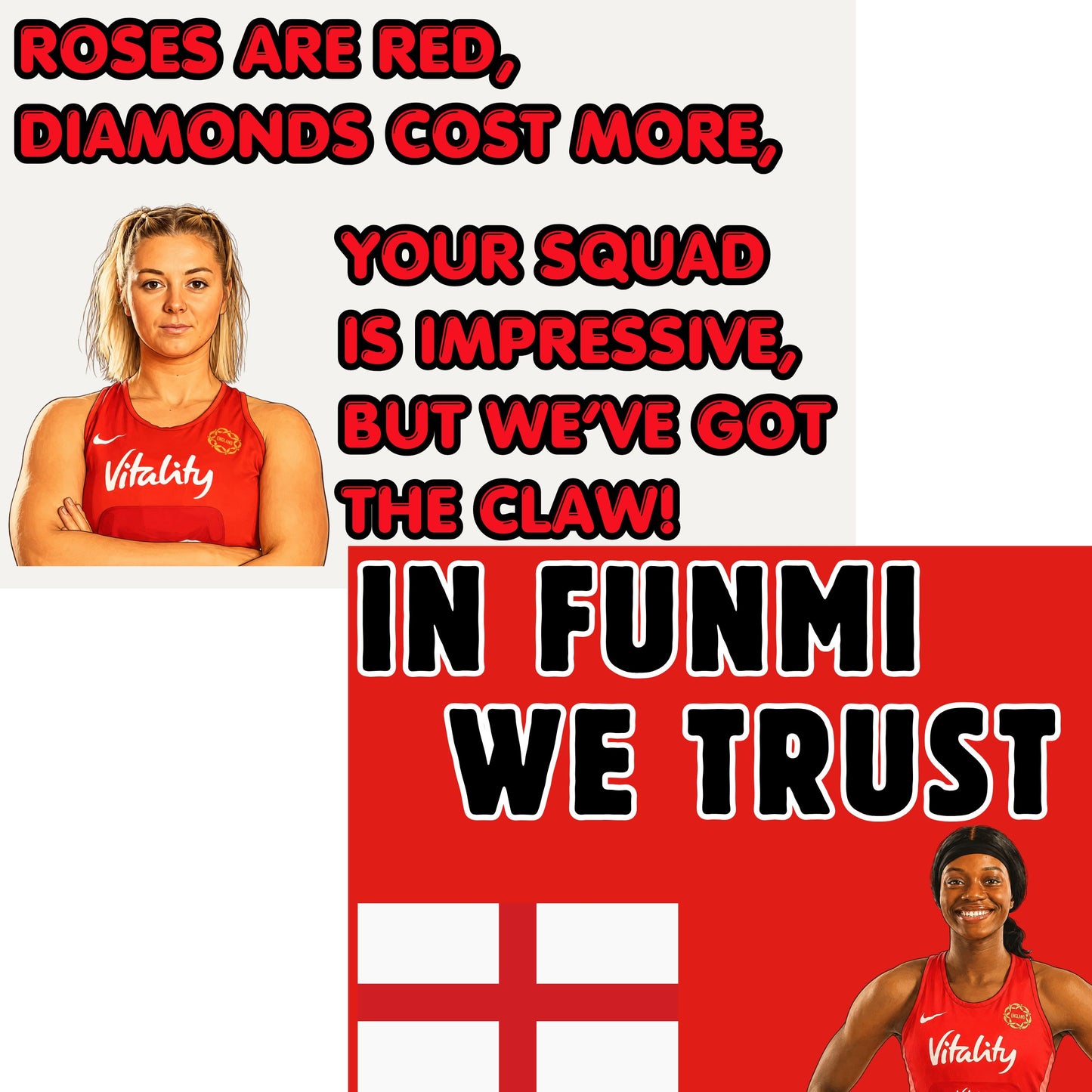 England Netball Supporter Signs - Printable Roses Posters