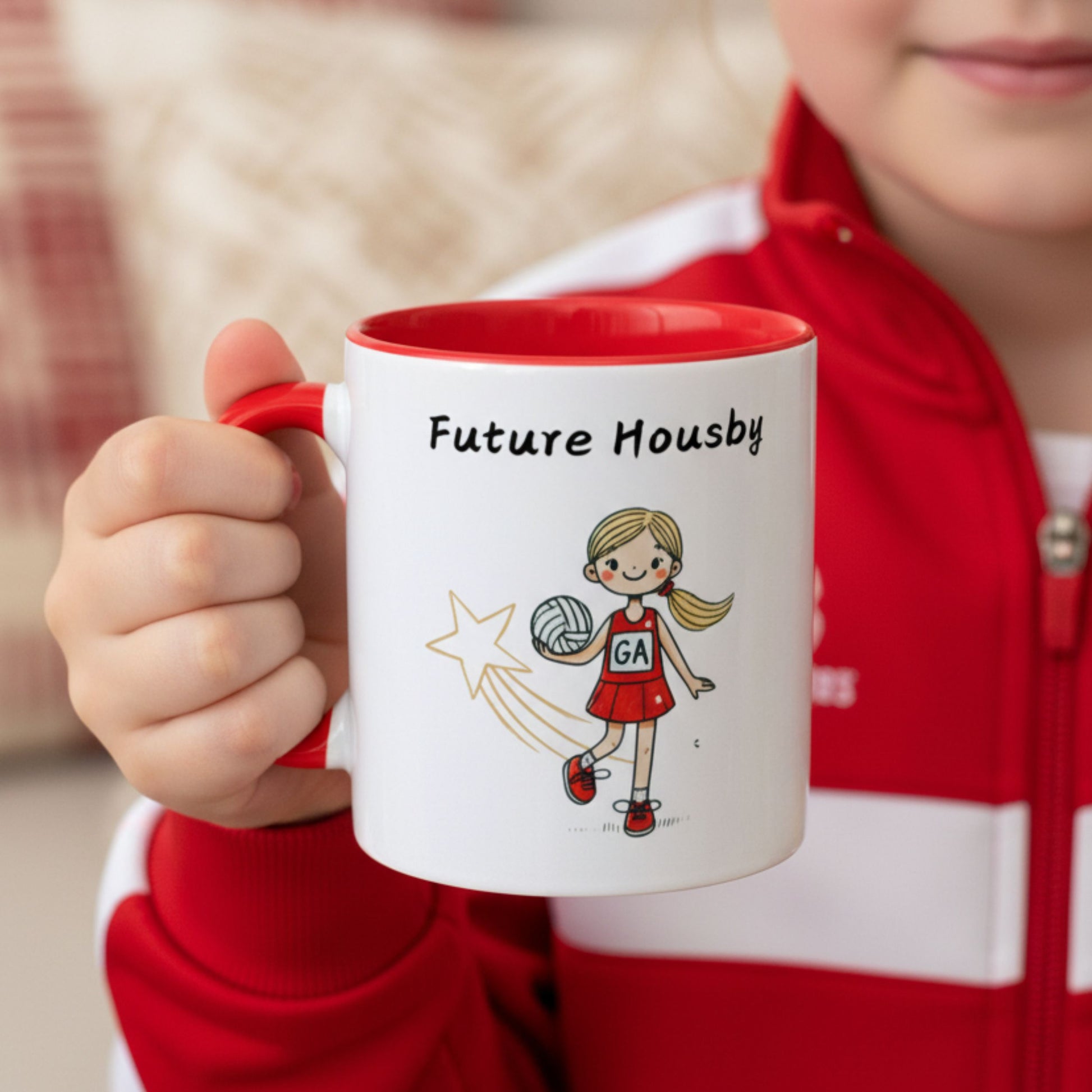 Netball Gifts - Kids England Roses Netball Girl Mug