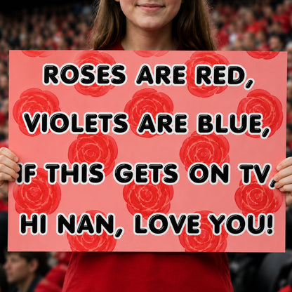 England Netball Funny Roses Fan Sign - Commonwealth Games 2026