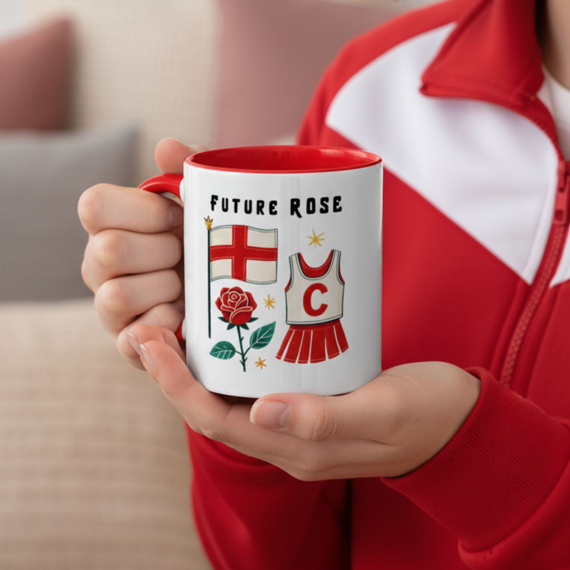 Netball Gifts - England Roses Netball Girl Gift Mug