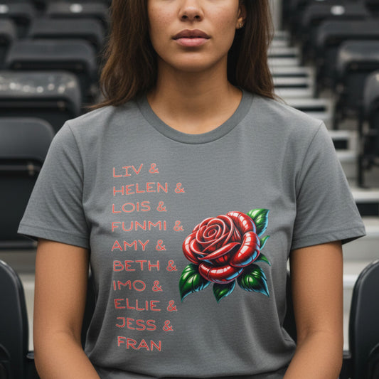 Netball Gifts - England Roses Netball Team List T-Shirt for Adults