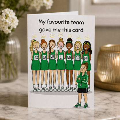 Funny Team Card for Netball Coach - Leaving, Thank You Cards