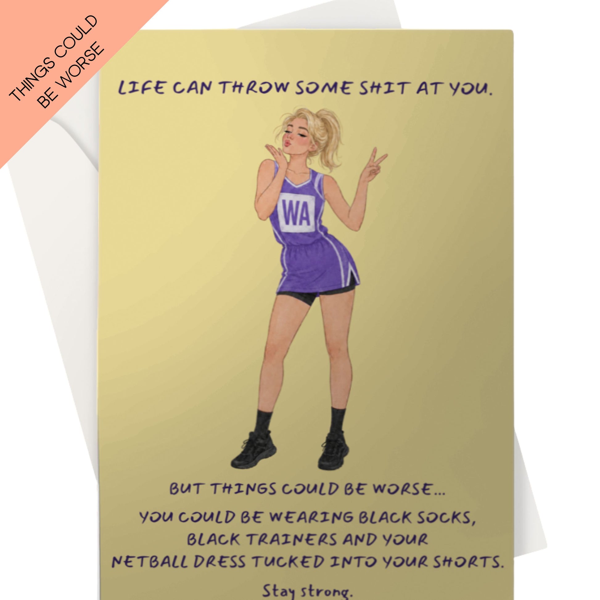 Funny Netball Player Card for Thinking of You and Sympathy