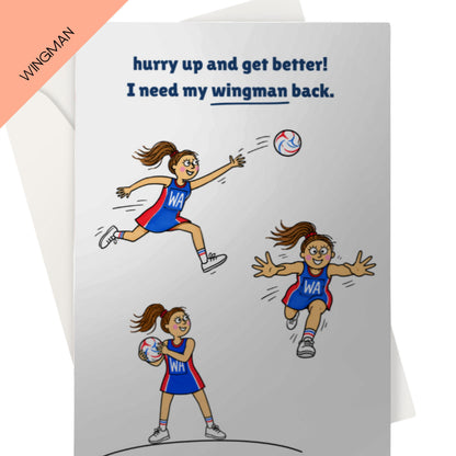 Funny Netball Player Get Well Card for Injured Teammate