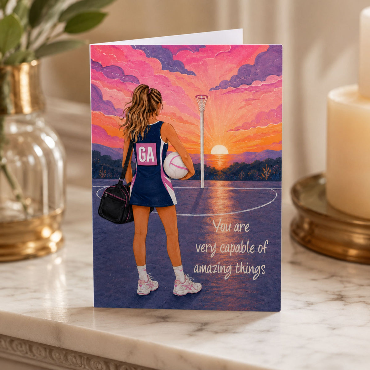 Elegant Good Luck Card for Netball Players - Best Wishes Netball Card