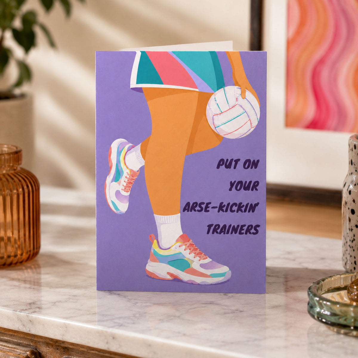 Funny Netball Player Good Luck Card - Trainers