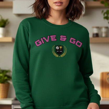 Green Netball Sweatshirt - Give & Go Slogan - Netball Clothing