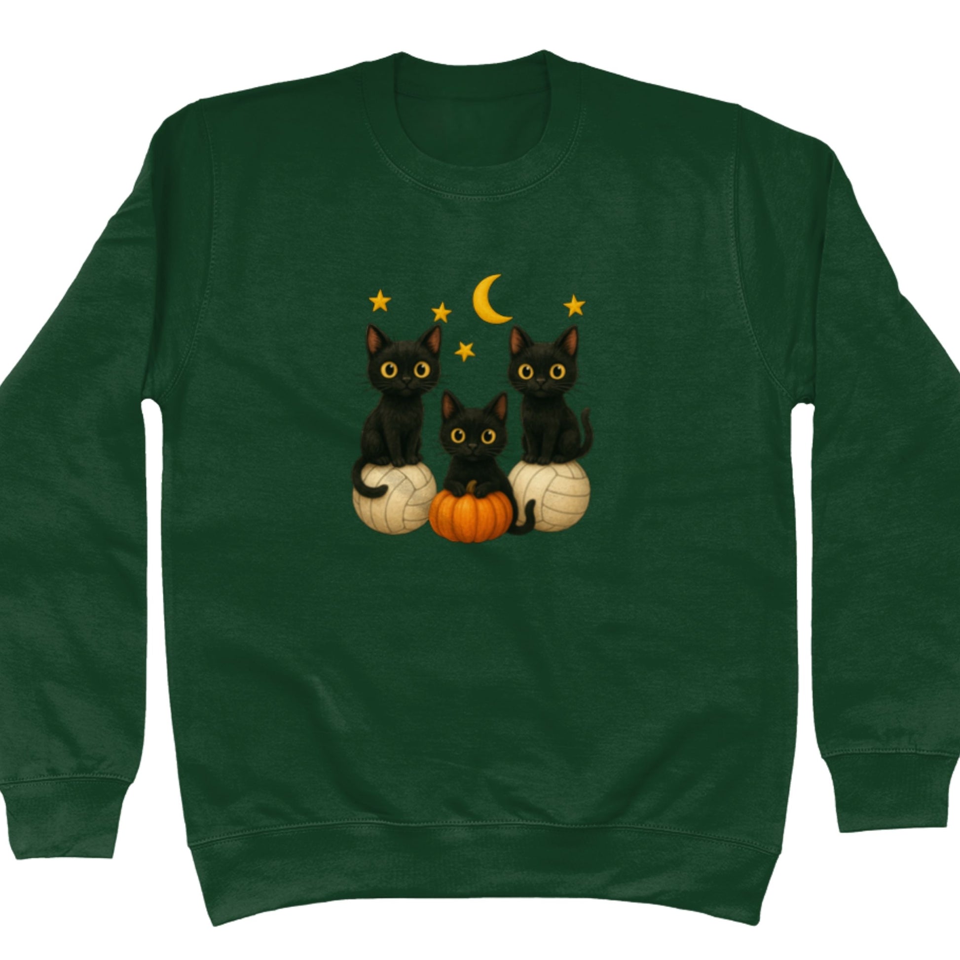 Halloween Cats Netball Jumper - Green - Netball Clothing
