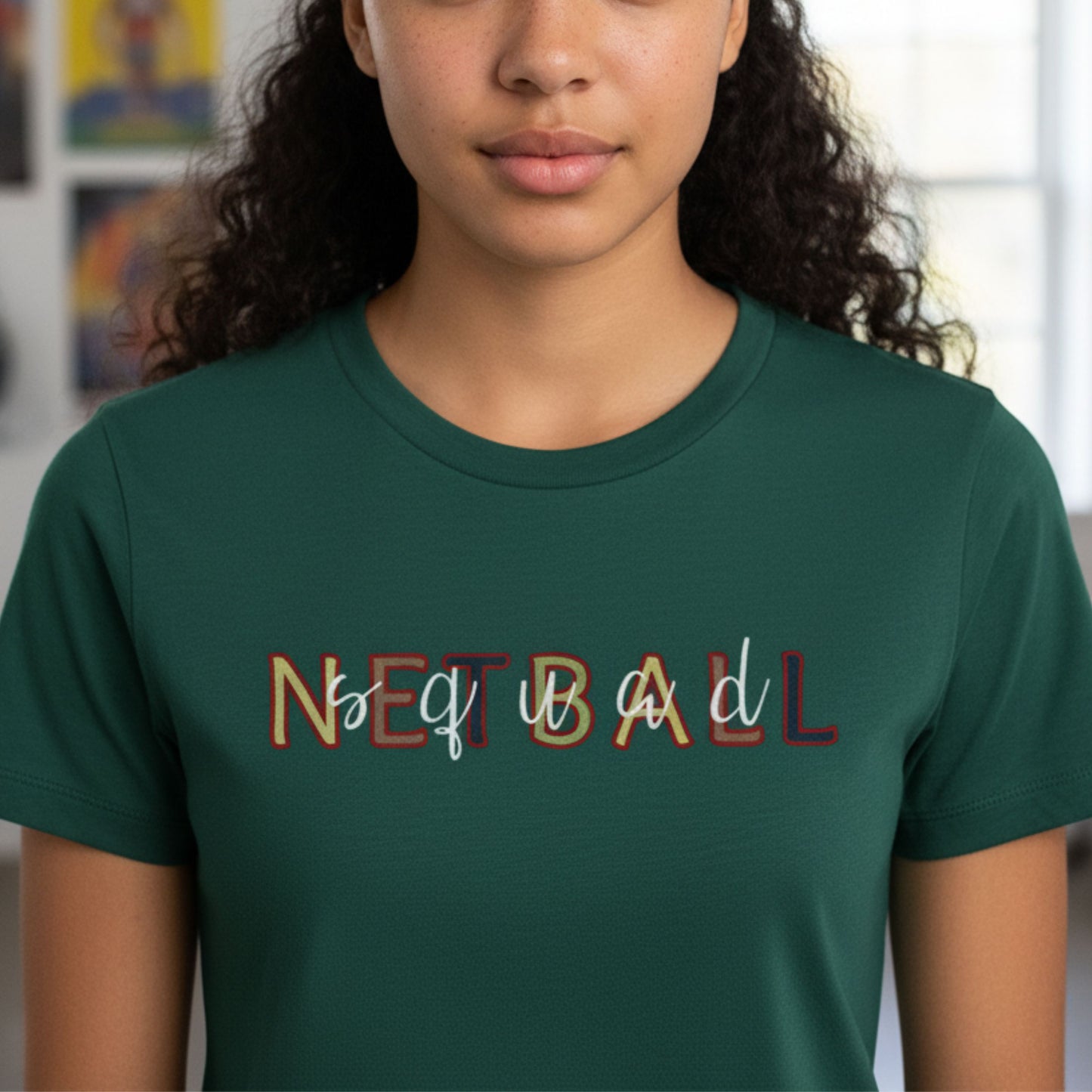 Netball Gifts - Green T-Shirt for Teen Girls With Netball Squad Slogan