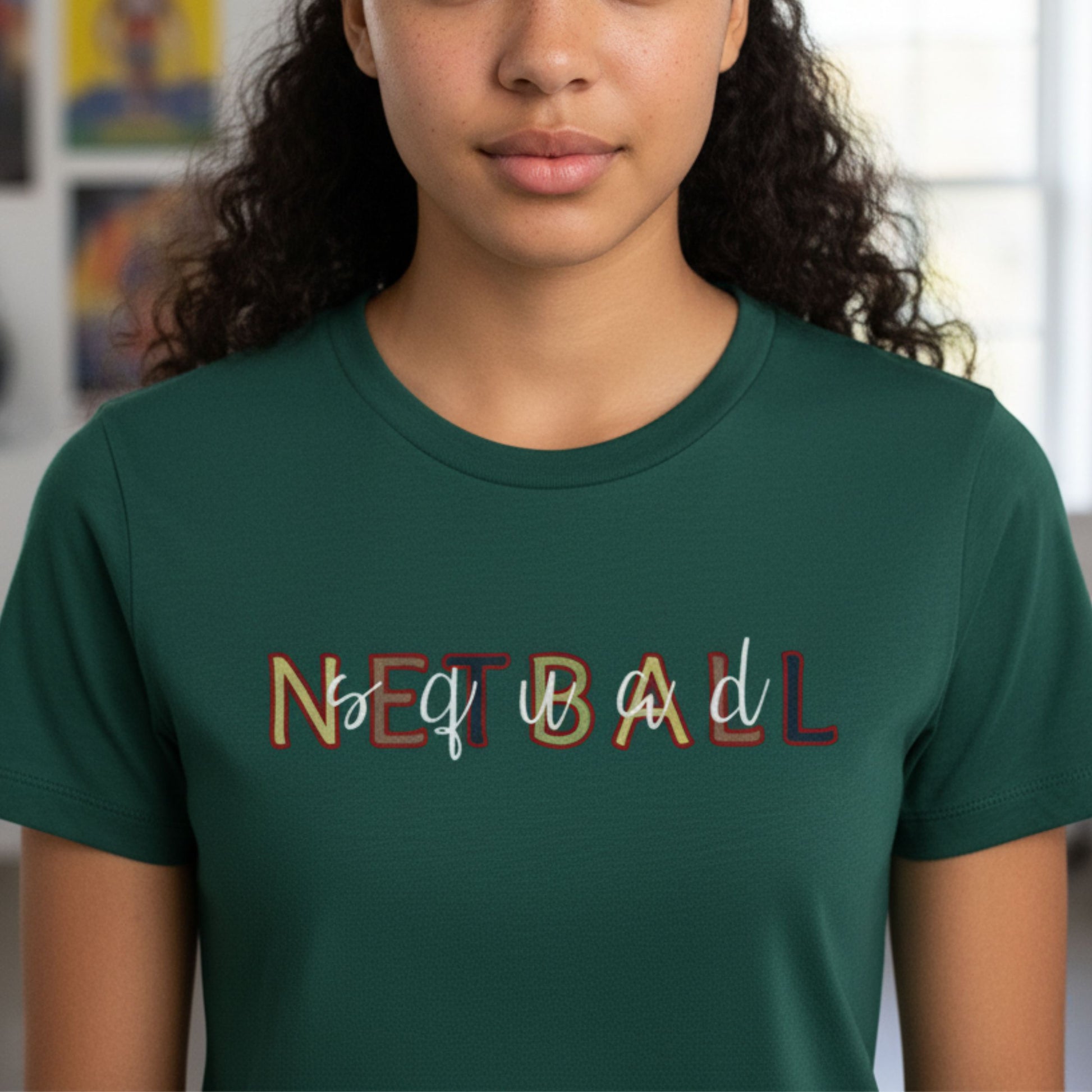 Netball Gifts - Green T-Shirt for Teen Girls With Netball Squad Slogan