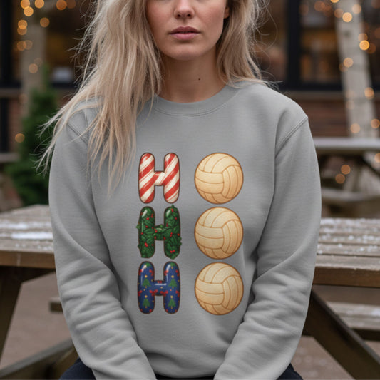 Women's Grey Netball Christmas Jumper - Ho Ho Ho Netball Sweatshirt
