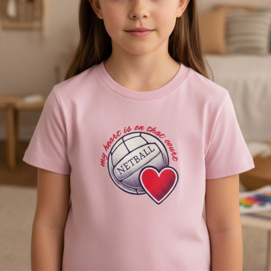 Netball Gifts - Kids Pink Netball Slogan Tee for Children