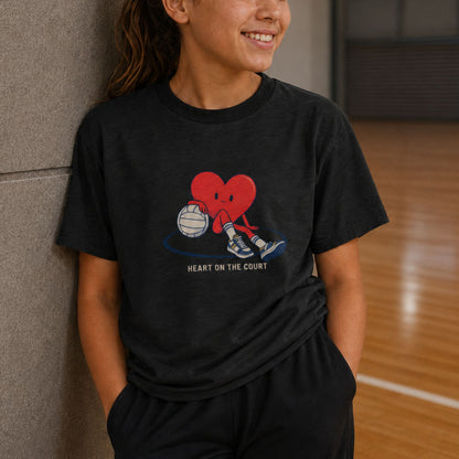 Netball Sports Fashion Graphic Tee Shirt for Kids - Heart on the Court