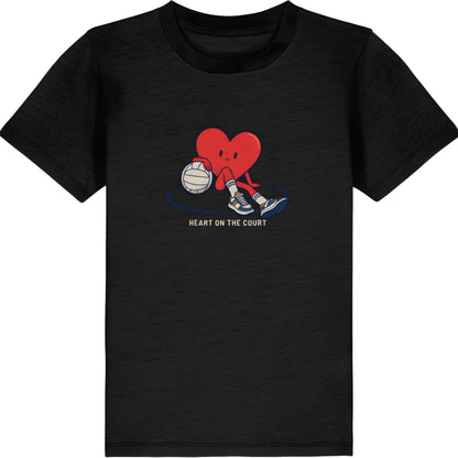 Black Netball Heart on the Court Tee Shirt for Kids