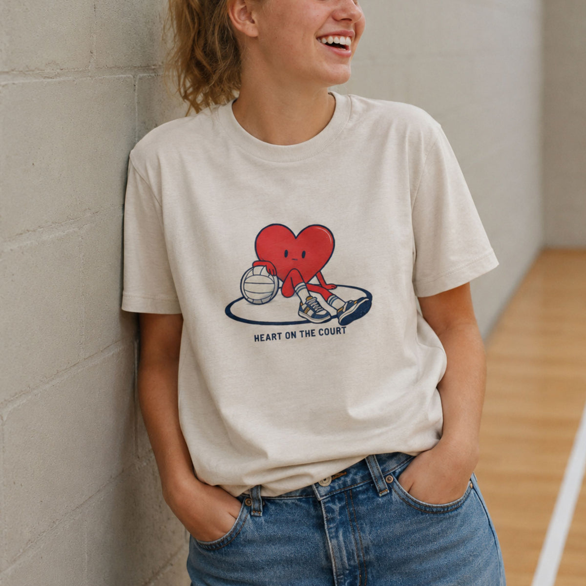 Netball Fashion Top for Teen Girls - Heart on the Court Slogan