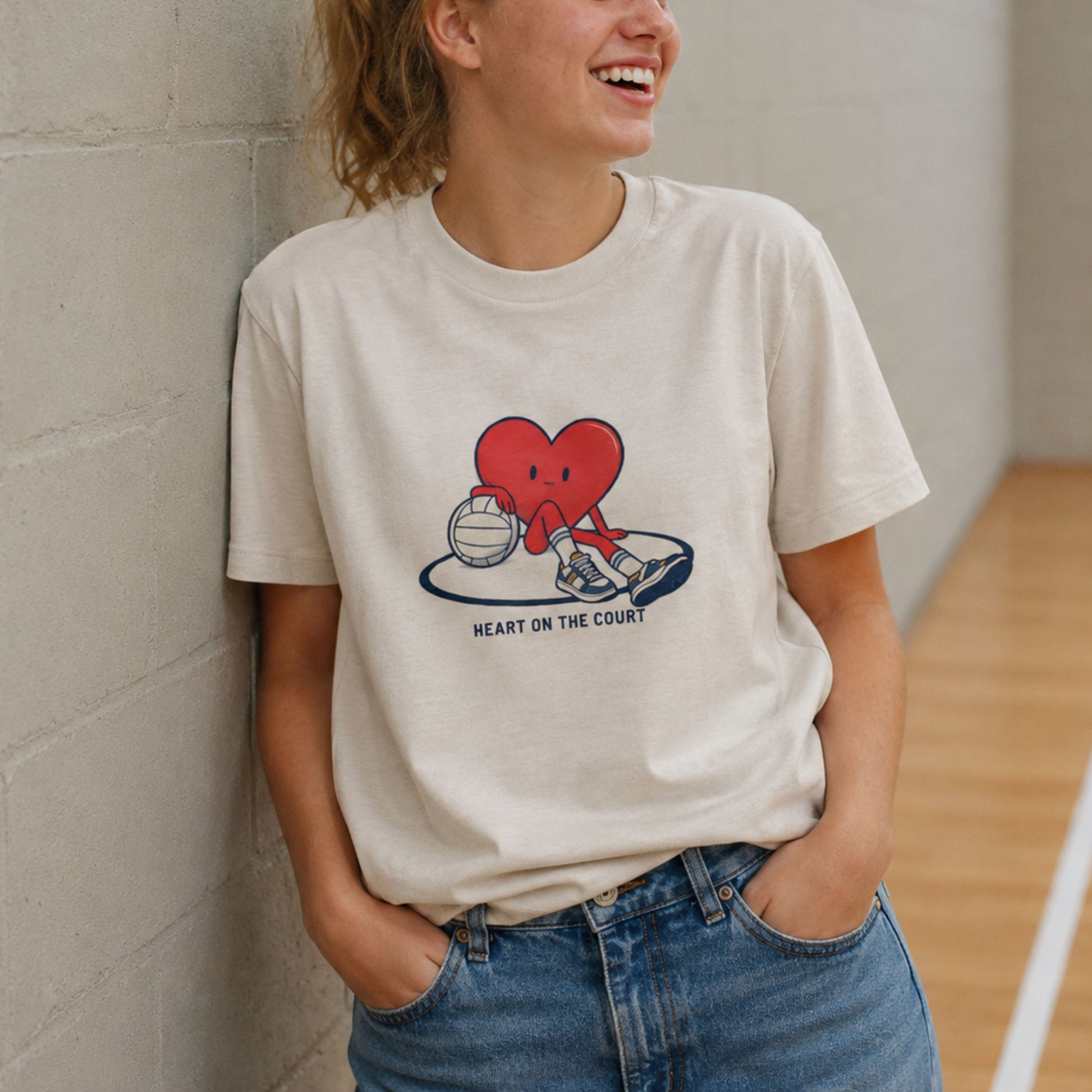 Netball Fashion Top for Teen Girls - Heart on the Court Slogan