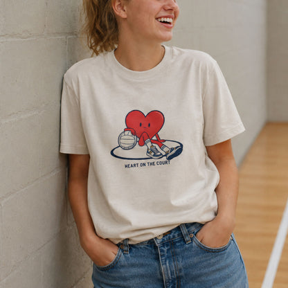 Netball Fashion Top for Teen Girls - Heart on the Court Slogan