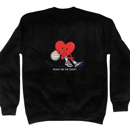 Black Kids' Netball Sweater with Retro Sports Graphic - Netball Sweatshirts