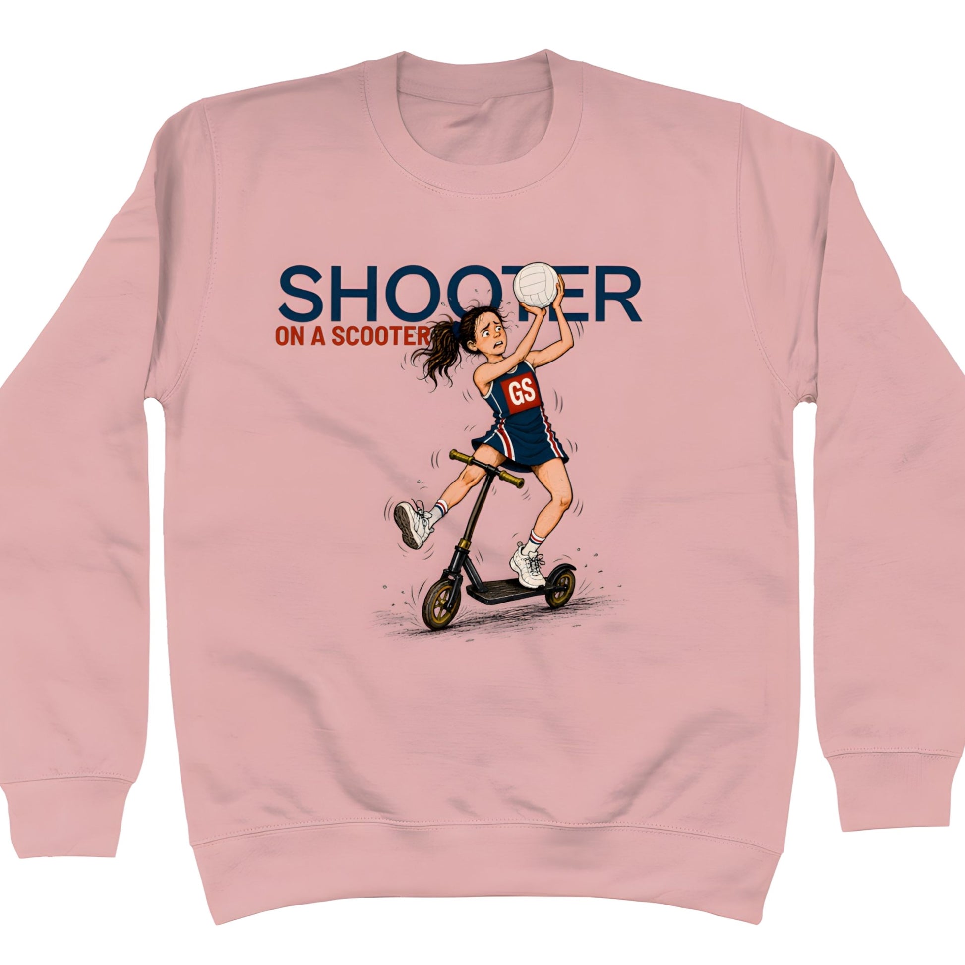 Pink Netball Sweatshirt with Shooter Slogan for Kids and Teen Girls