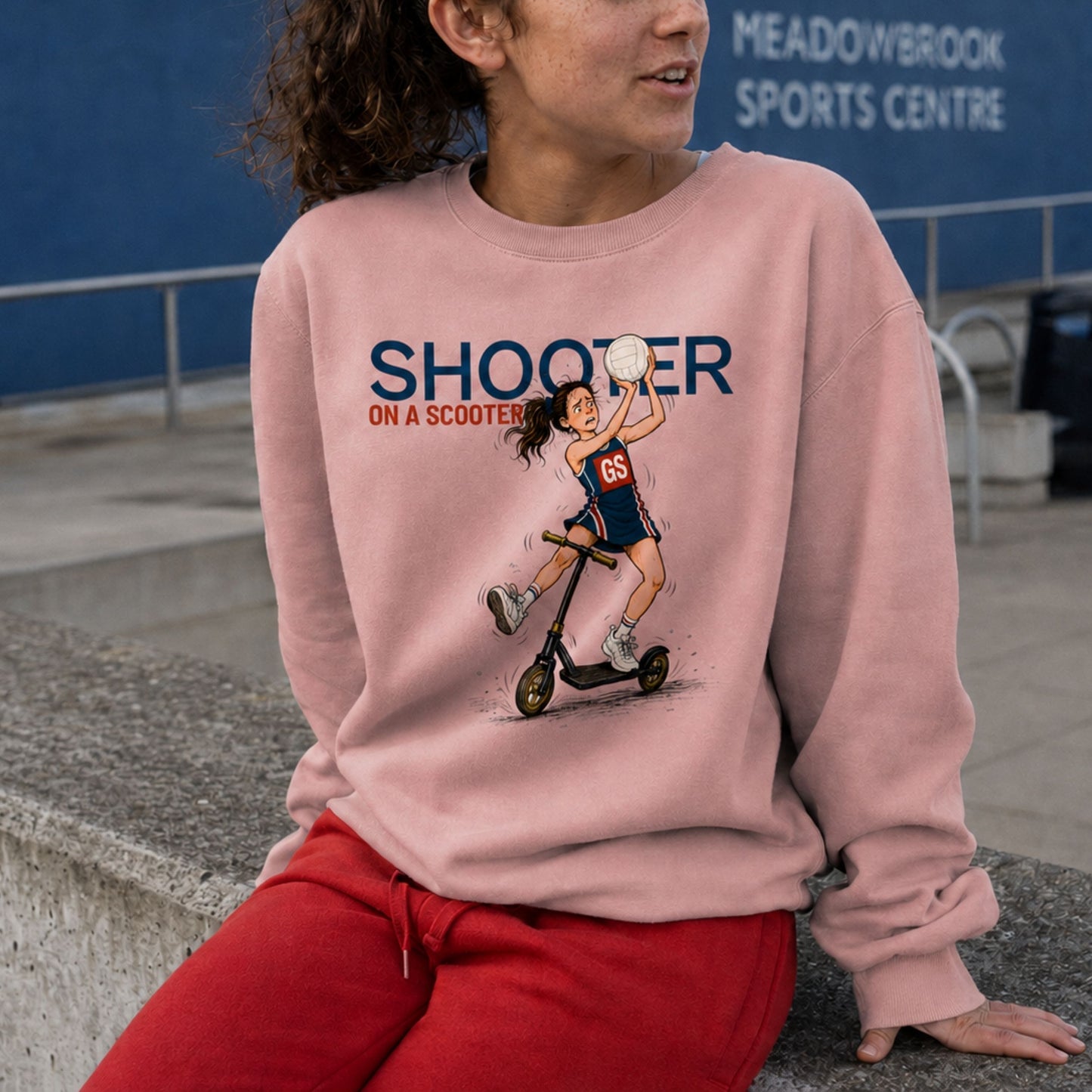 Teen Girl Netball Jumper with Sports Fashion Graphic and Slogan