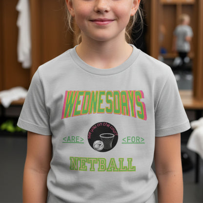 Netball Gifts - Wednesday Netball Slogan Top for Children