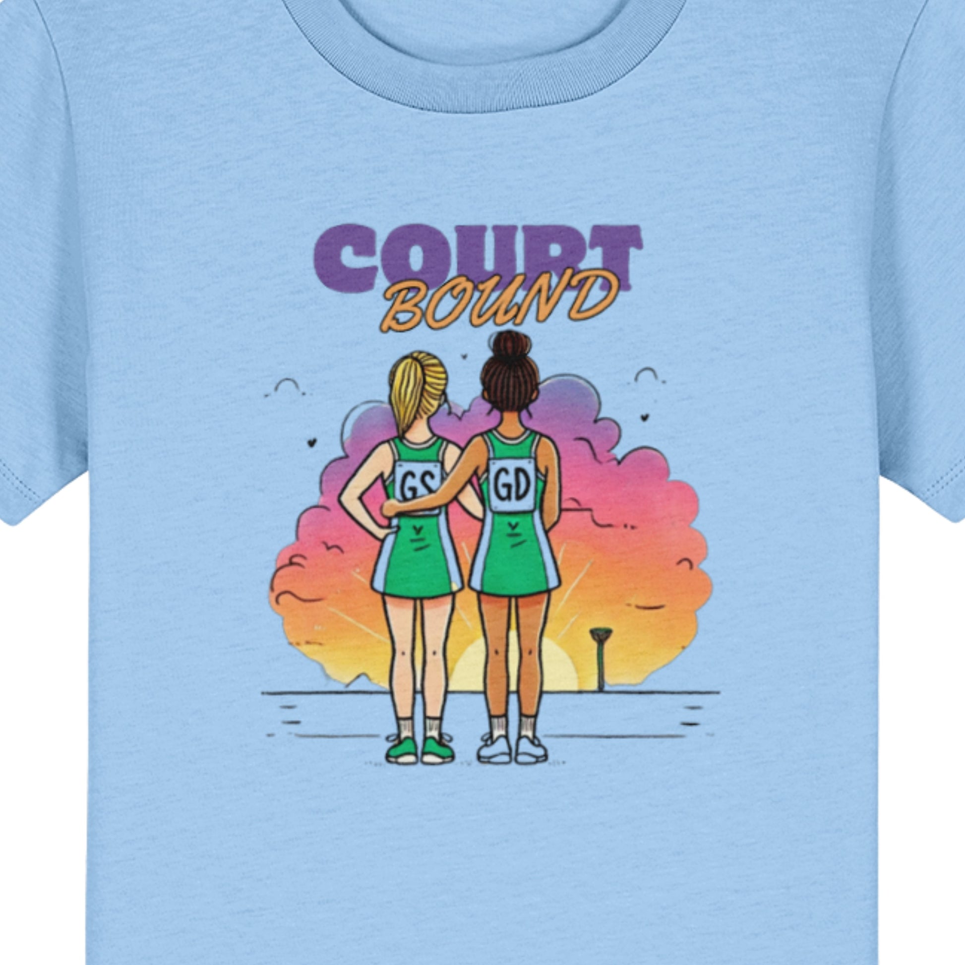 Kids Netball Tee Shirt  - Blue Cute Graphic Slogan