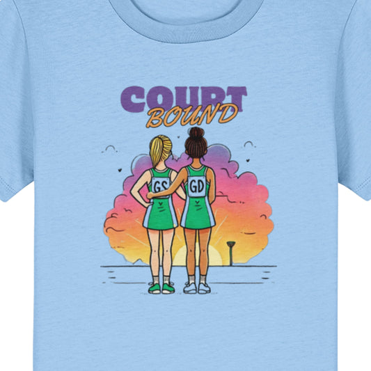 Kids Netball Tee Shirt  - Blue Cute Graphic Slogan